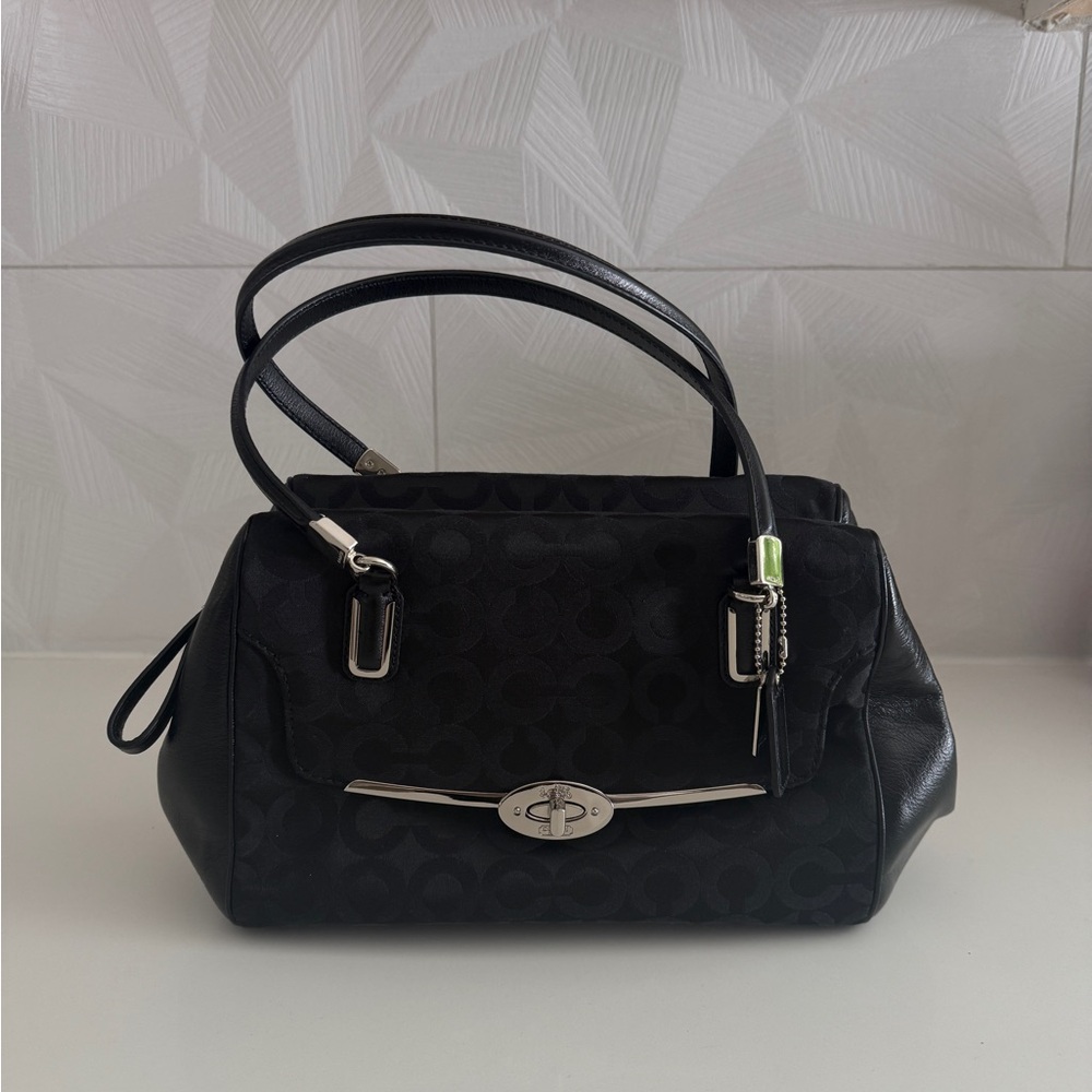 Coach Madison Madeline Leather Black Handbag with Silver Hardware